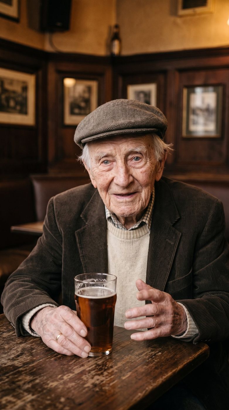 Reg telling a story over a pint